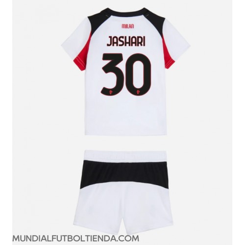 Camiseta AC Milan Ardon Jashari #30 Segunda Equipación Replica 2025-26 para niños mangas cortas (+ Pantalones cortos)